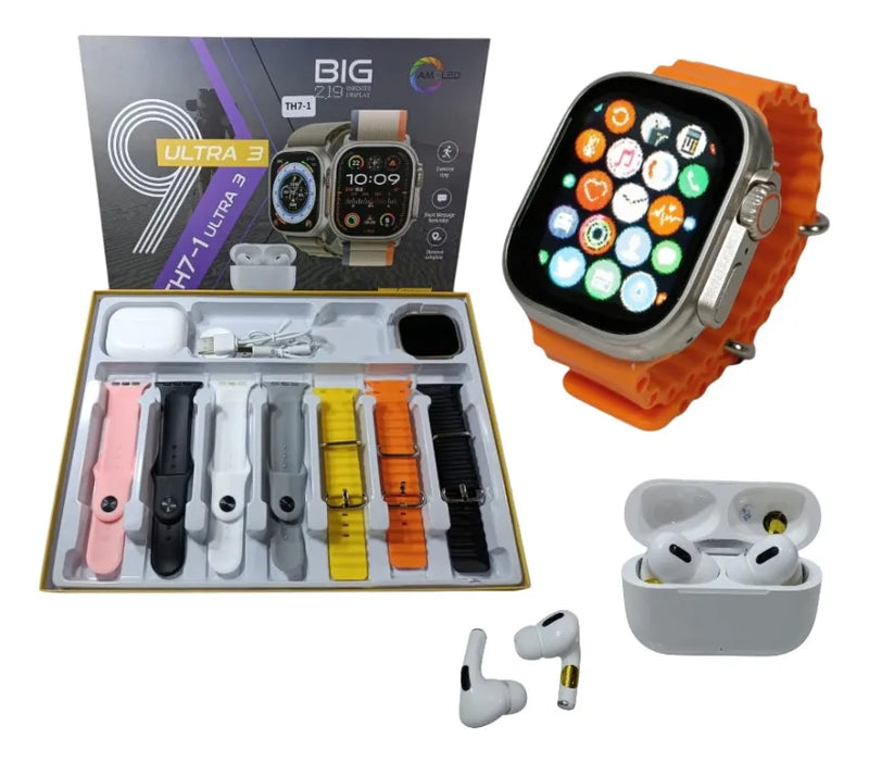 Smartwatch Ultra Kit Premium con Auriculares + 7 Correas Intercambiables