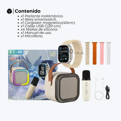 Smartwatch  Pack 7 en 1 con Parlante RGB + Micrófono Karaoke