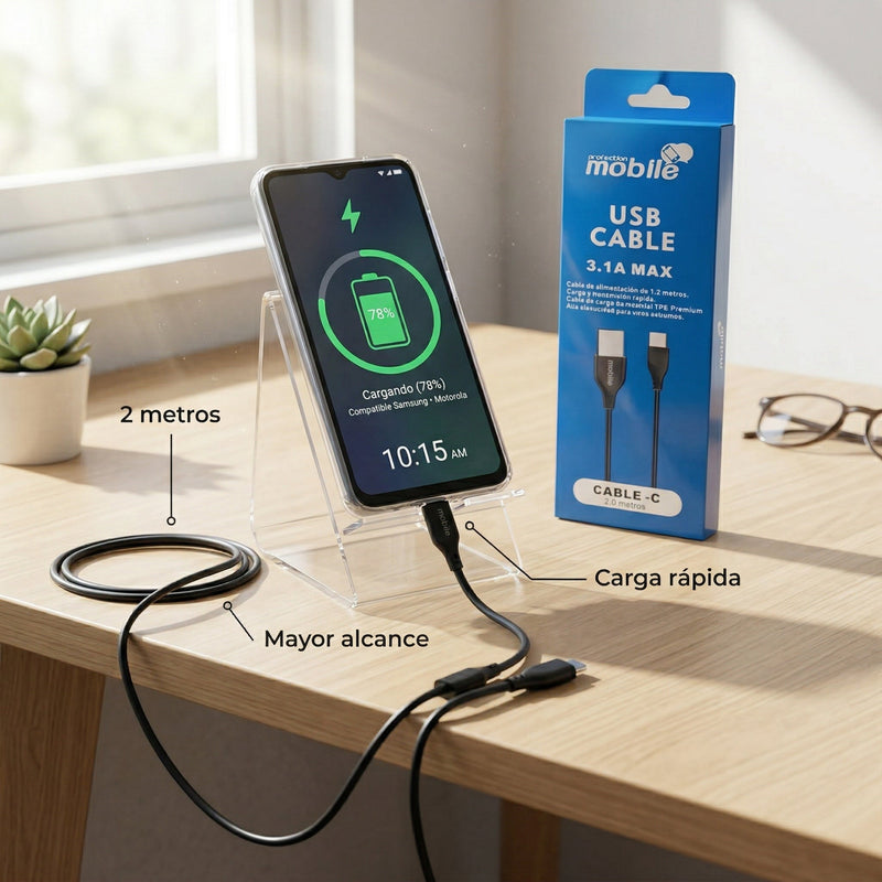 Cable USB Mobile 2Mts. (Tipo C)