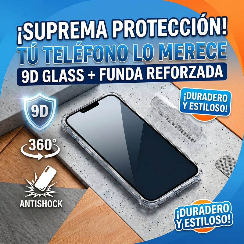 Combo Protección Total: Funda Transparente + Vidrio 9D