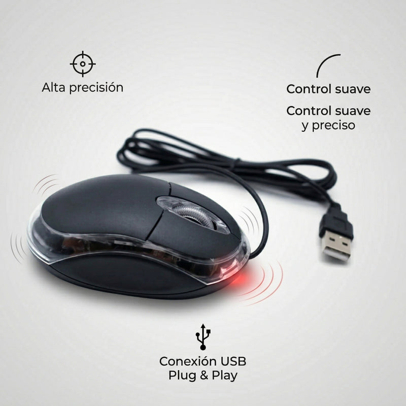 Mouse Óptico con Cable USB Común