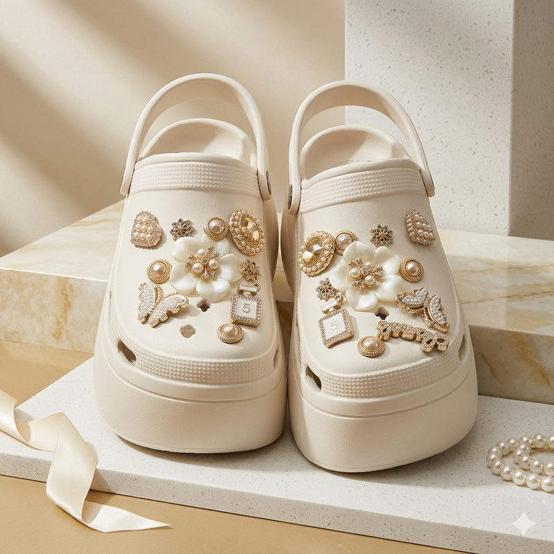Crocs plataforma con dijes decorativos