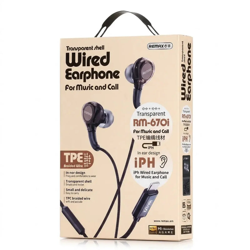 Auricular con cable ficha Iphone REMAX RM-670I