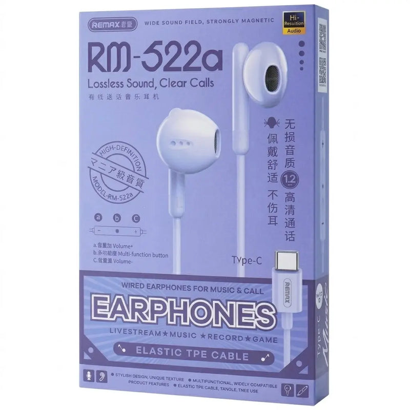 Auricular con Cable ficha c Premium REMAX RM-522a