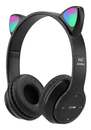 Auricular Inalámbrico Vincha P47m Gatito con luces LED