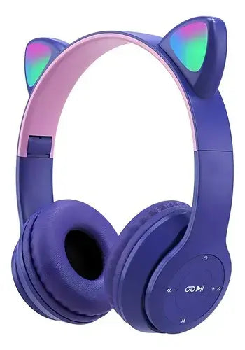 Auricular Inalámbrico Vincha P47m Gatito con luces LED