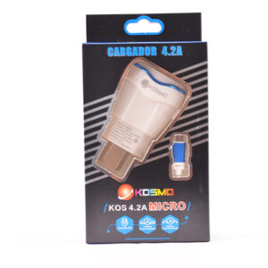 Cargador Kosmo 4.2A – Doble Puerto USB con Cable V8