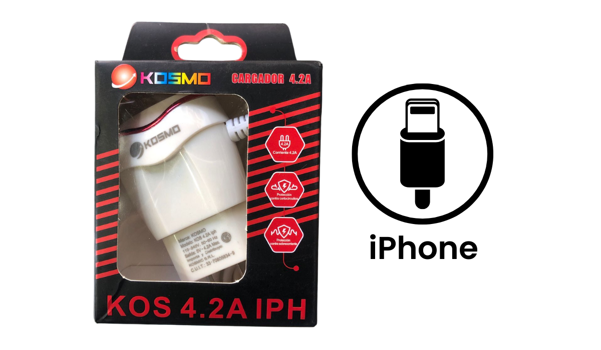 Cargador Rápido Kosmo 4.2A (Lightning)