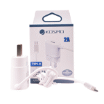 Cargador Kosmo 2A con Cable Tipo C Incorporado + Puerto USB Adicional