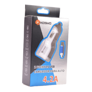 Cargador de Auto Kosmo 4.2A con 2 Salidas USB V8