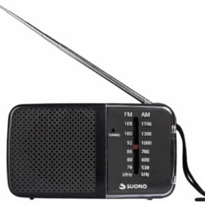 Radio portátil Suono Am/FM de Bolsillo, Color Negro