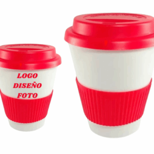 Vaso Cónico Polímero Sublimable Con Tapa y Agarre de Silicona