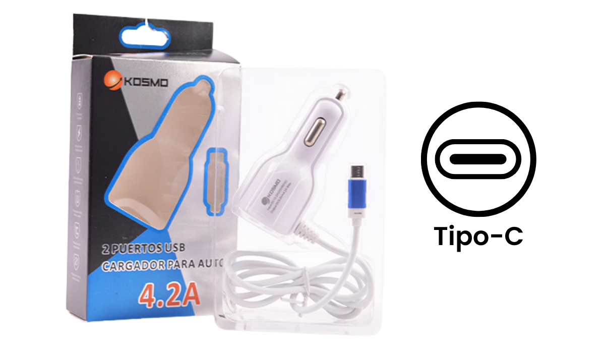 Cargador Rápido Auto Kosmo 4.2A (Tipo C)
