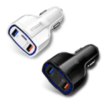 Cabezal Adaptador para Auto con 2 Puertos USB + 1 Puerto Tipo C