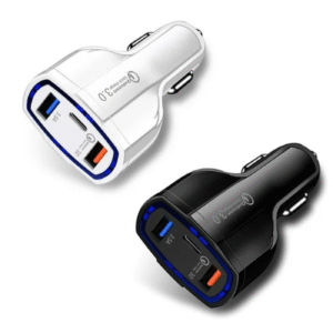Cabezal Adaptador para Auto con 2 Puertos USB + 1 Puerto Tipo C