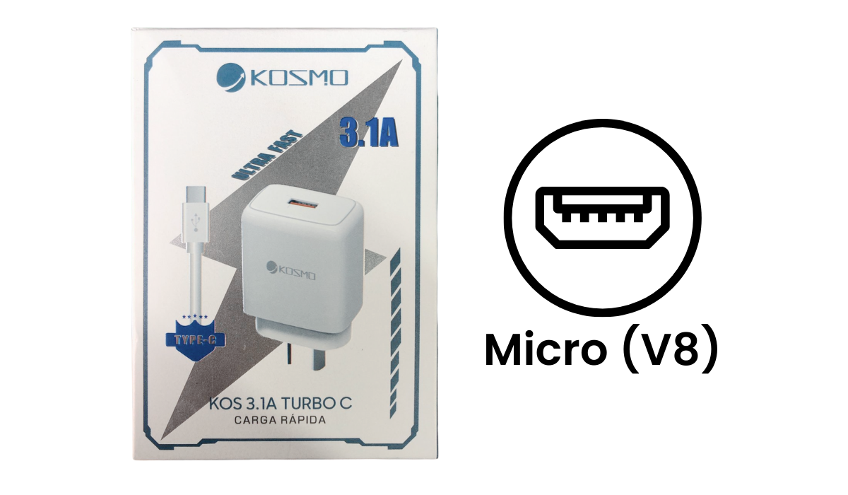 Cargador Rápido Kosmo 3.1A TURBO (Micro V8)