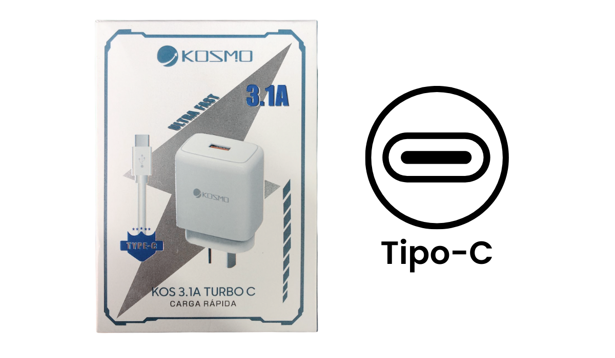 Cargador Rápido Kosmo 3.1A TURBO (Tipo C)