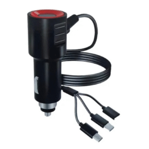 Cargador de Auto 3 en 1 / 3.6A - Carga Rápida con Cable Integrado