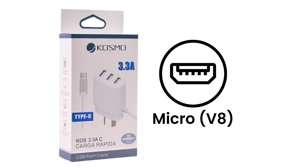Cargador Rápido Kosmo 3.3A (Micro V8)