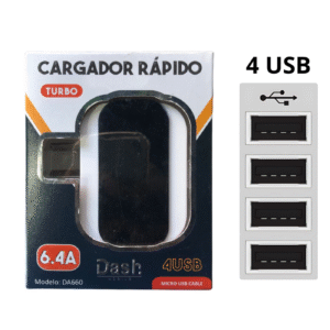 Cabezal Adaptador Digicell 6.4A con 4 USB- Carga Rápida