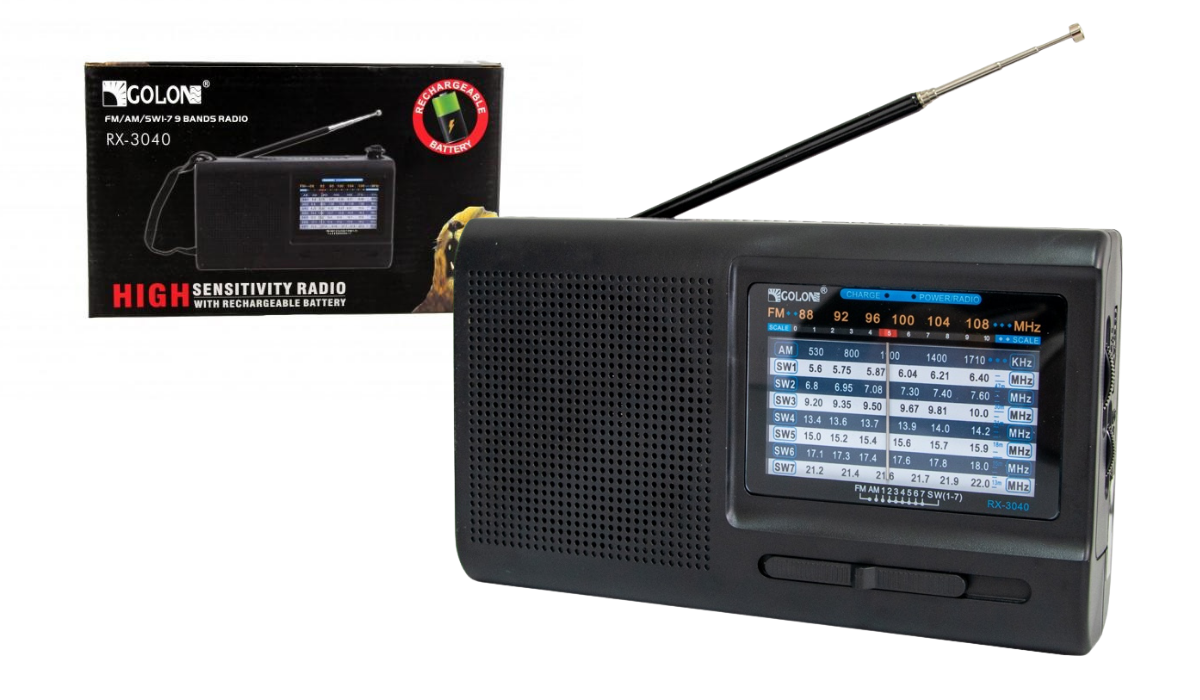 Radio Grande FM Recargable con Linterna RX-3040