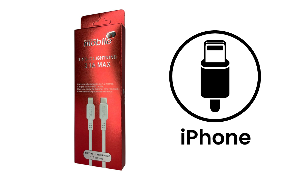 Cable de Datos USB-C Mobile 1.2Mts. (Lightning)